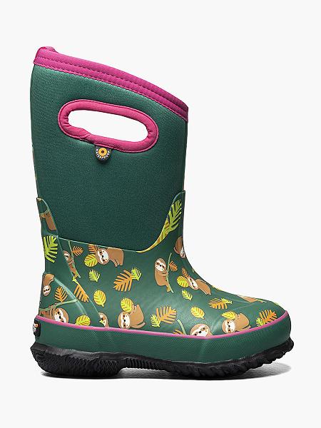 BOGS Boots Deutschland - Classic Sloths Isolierte Regenstiefel Kinder Emerald Multi DE09167